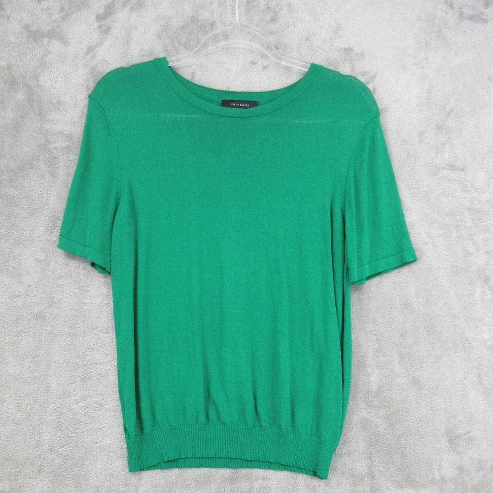 Vanity Basics Sweater Set Womens Size L Duster Twinset Kelly Green Stretch Knit - Picture 2 of 16